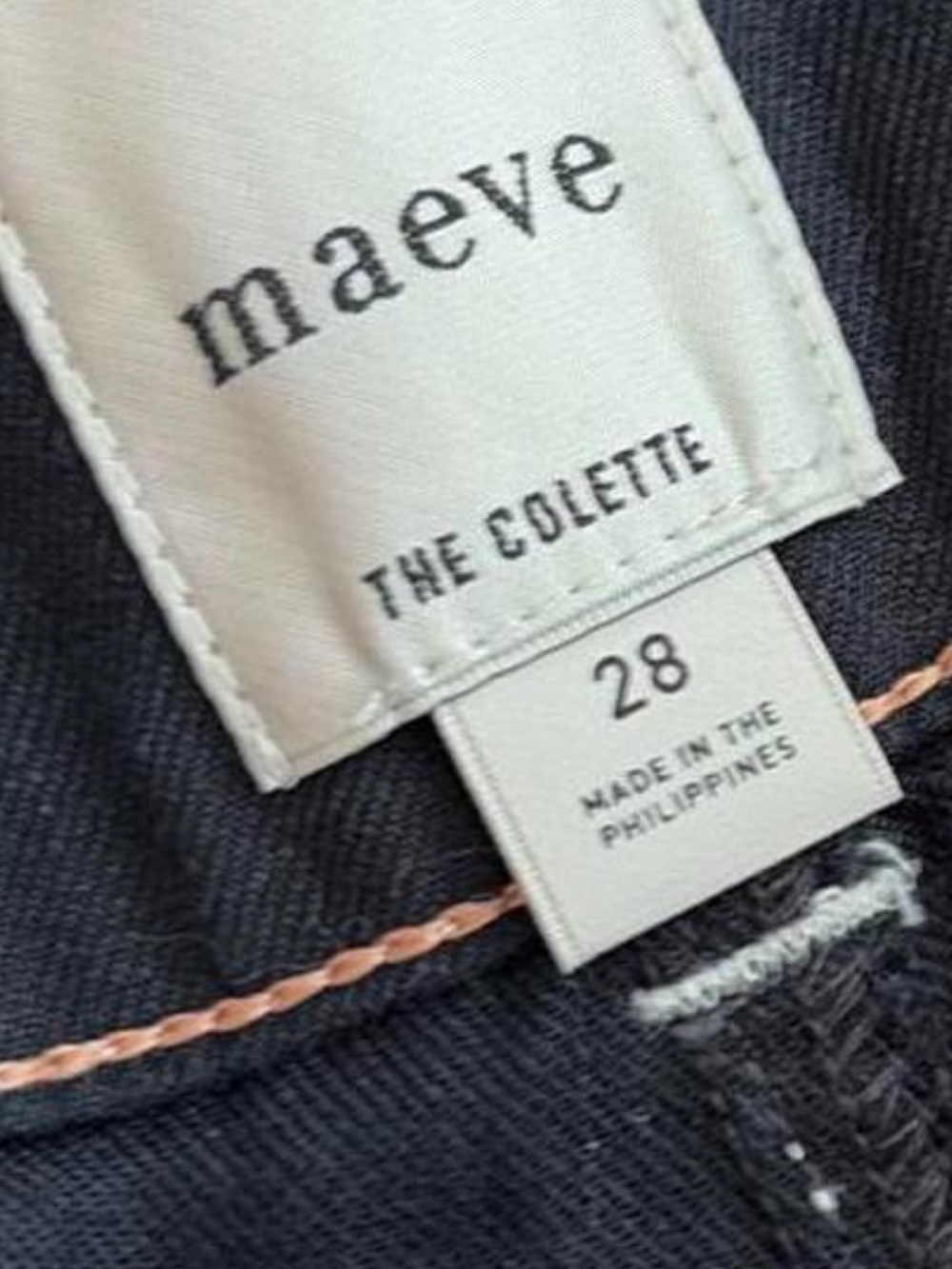 Maeve Wide Leg Flare “The Collette” Mid Rise Jeans in Navy contrast stitching - Picture 7 of 7